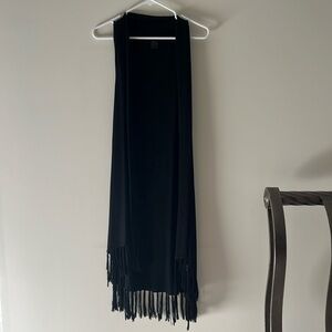 Long Black Fringe Vest, Karen Kane, Size Small